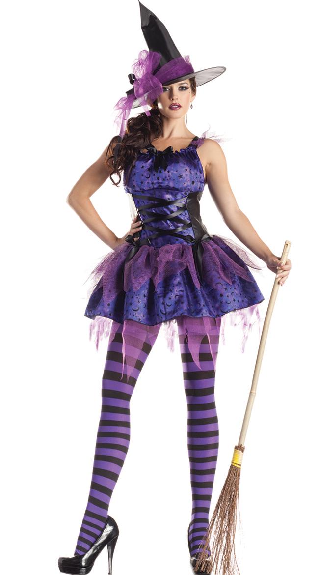 F1484   Purple Classic Starry Night Witch Costume